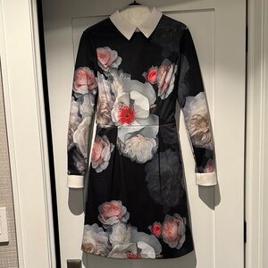 Ted Baker London Black Floral Long Sleeve Dress